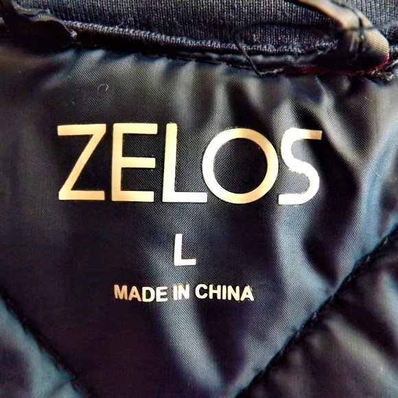 ZELOS NEW Blue Quilted Stretch Semi-Fitted w Pockets Zip Up Vest L - Picture 12 of 13